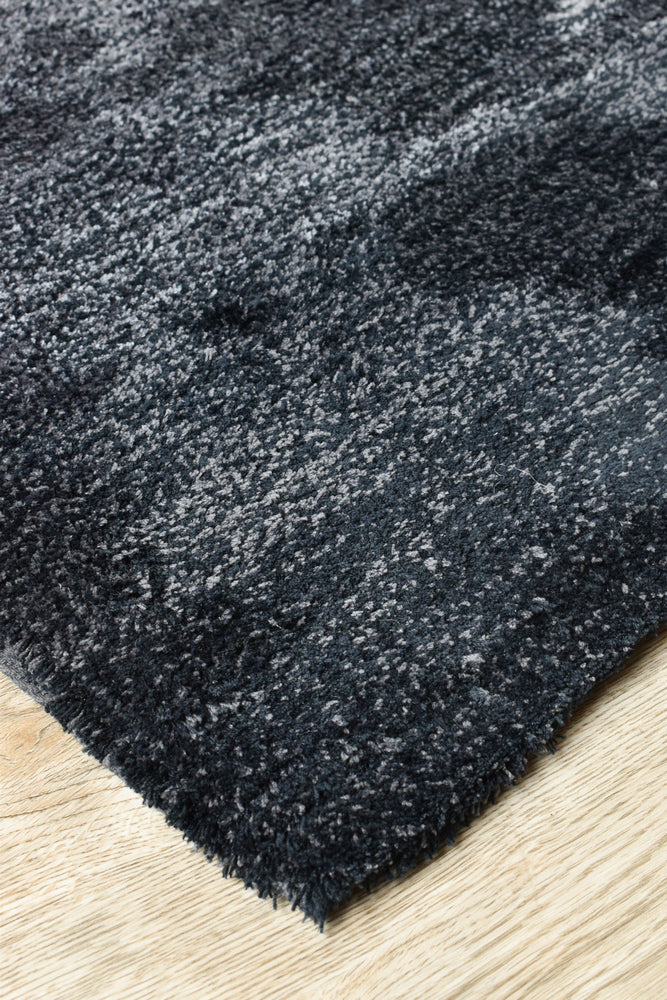 Black Grey Highlight Shaggy Rug