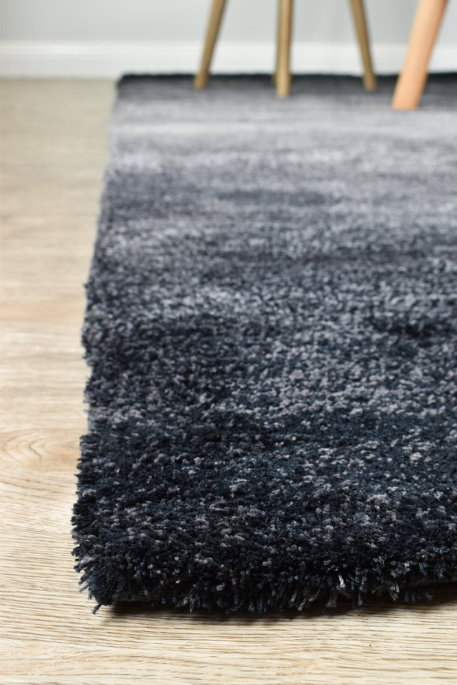 Black Grey Highlight Shaggy Rug