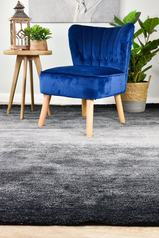 Black Grey Highlight Shaggy Rug