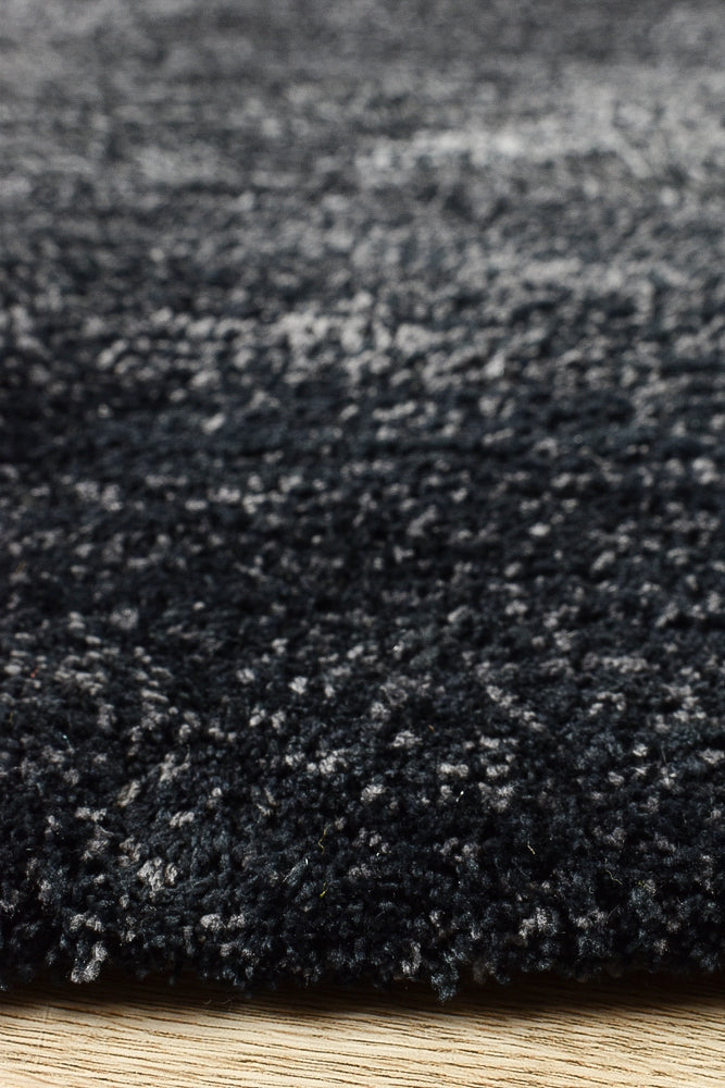 Black Grey Highlight Shaggy Rug